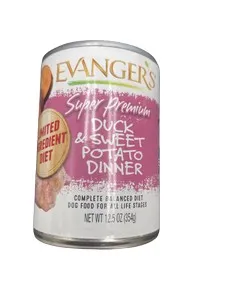 12/12.5 oz. Evanger's Super Premium Duck & Sweet Potato Dinner For Dogs - Food